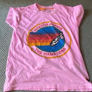 Aviator Nation Kids Hamptons Tee - Neon Pink - size 10